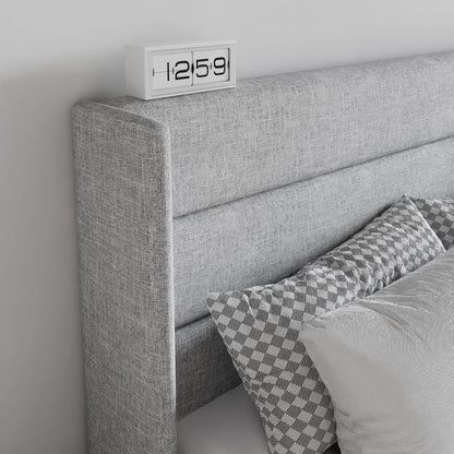 SHA CERLIN Lift Up Storage Bed/Modern Wingback Headboard