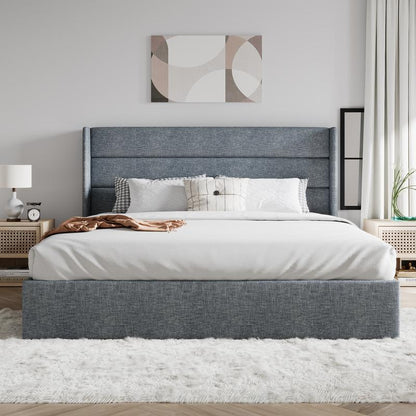 SHA CERLIN Lift Up Storage Bed/Modern Wingback Headboard